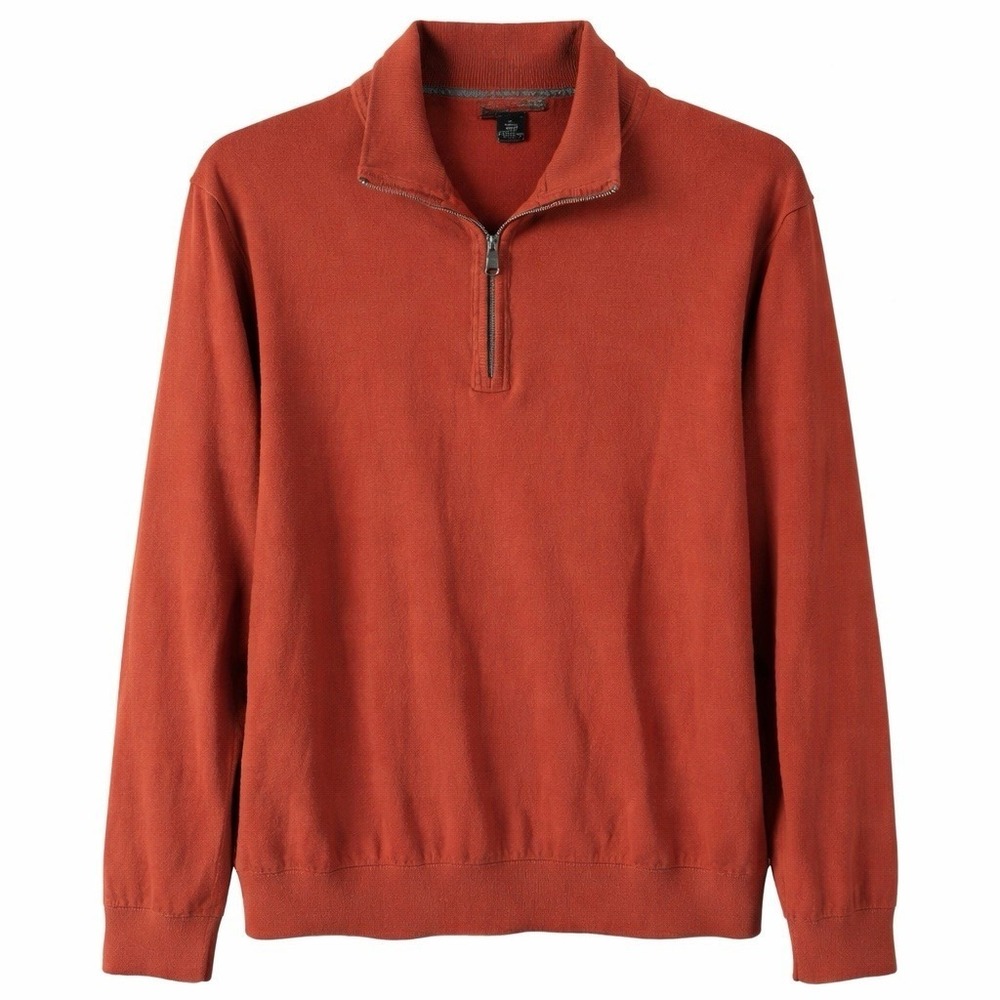 Banana Republic Men Orange Quarter Zip Sweater Pima Cotton Cashmere Large L